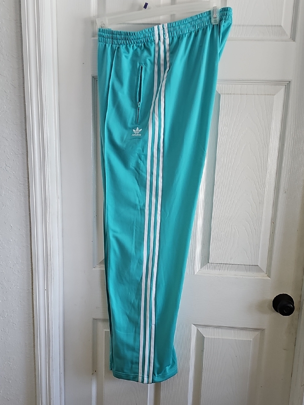 adidas Youth Teal Track Joggers with White Stripes